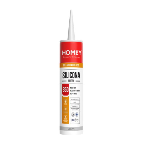 Sellador Silicona Neutra 280ml Blanca – Homey 860